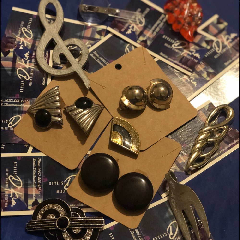 Vintage style clip on earrings &handmade brooch’s